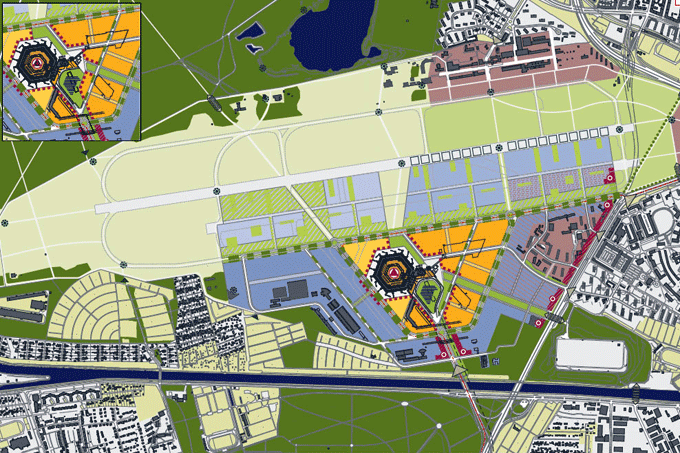 Ausschnitt aus dem Masterplan zur Umnutzung des Flughafens Tegel - SenStadtUm Berlin 2013